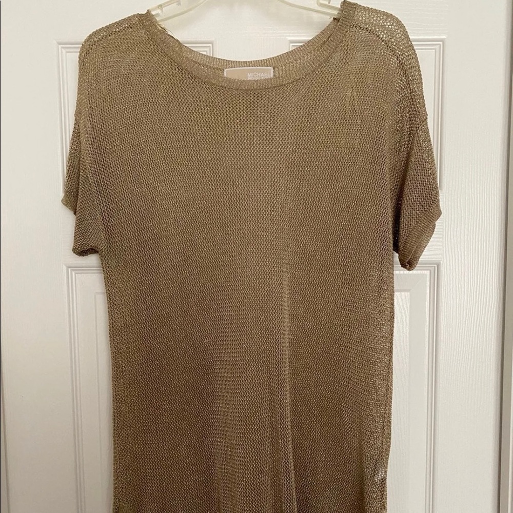Michael Kors metallic gold-netted top